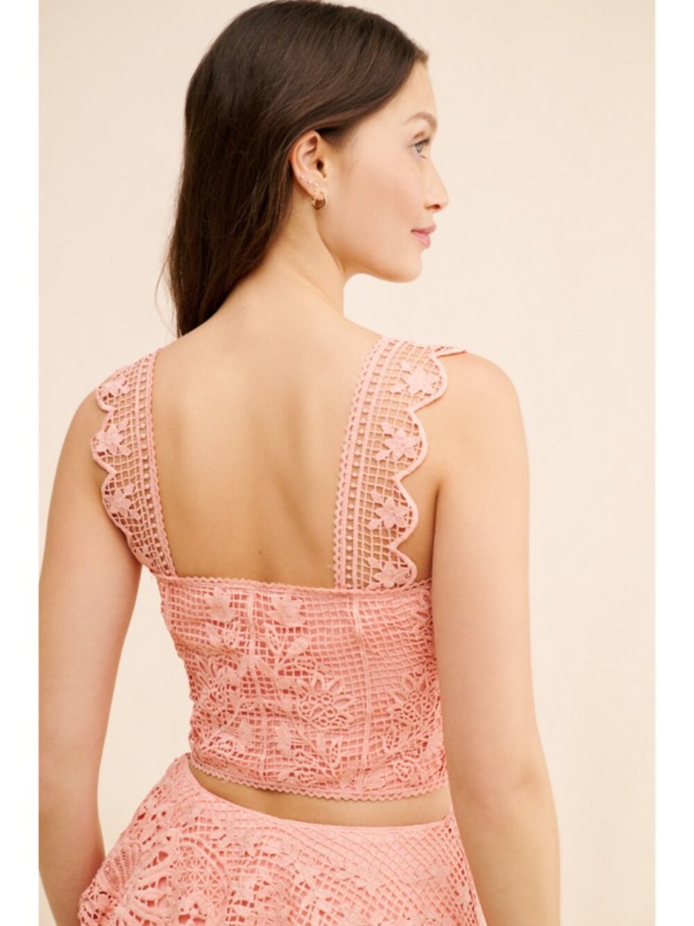NWT FARM Rio Light Pink Guipure Lace Corset Top & Tiered Maxi Skirt Set S - Picture 11 of 16